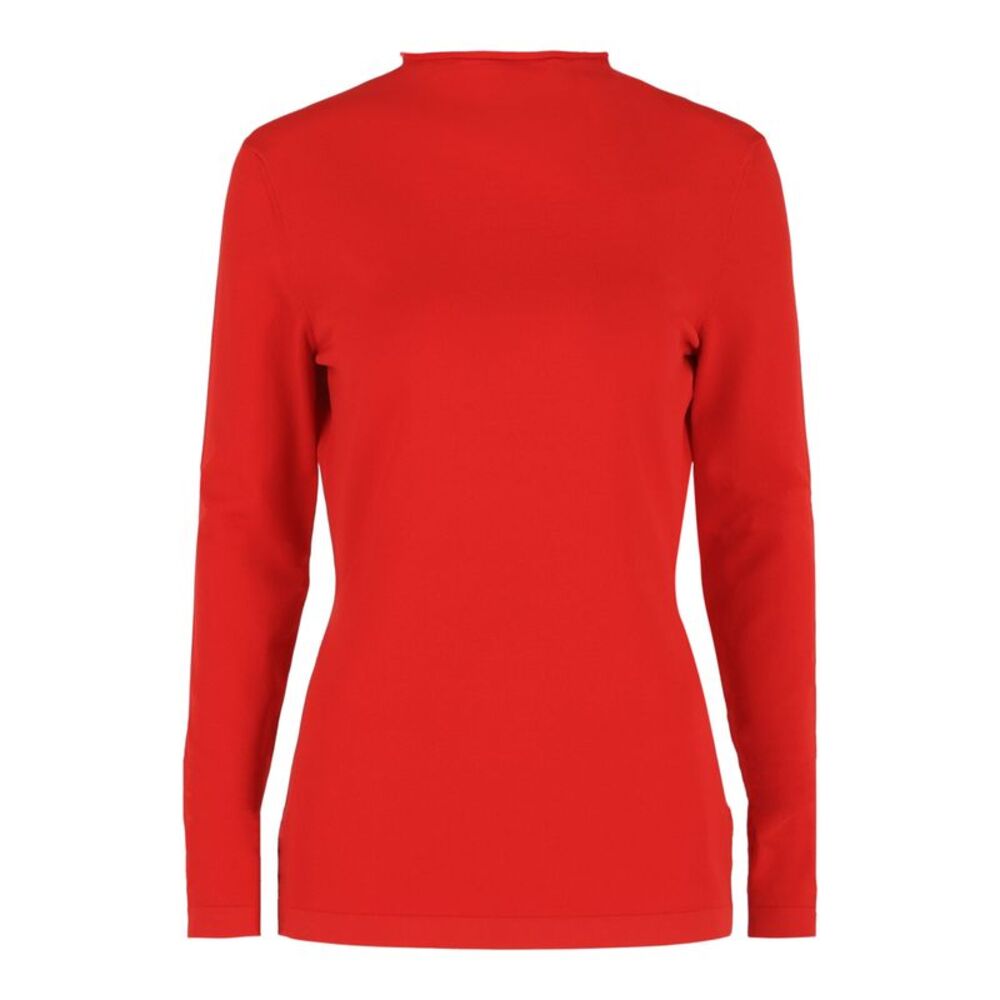 Ferragamo Stretch Jersey Mock-Neck Shirt Red Womens